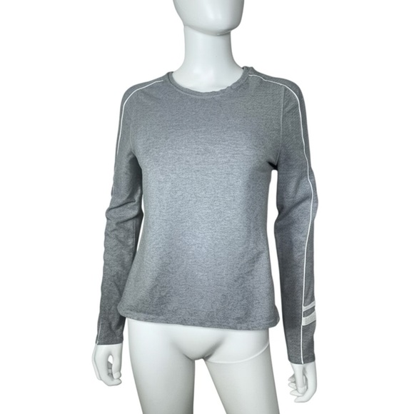 Athletic Works Fitted Gray Reflective Striped Long Sleeve Athletic Wear Top - Picture 1 of 6